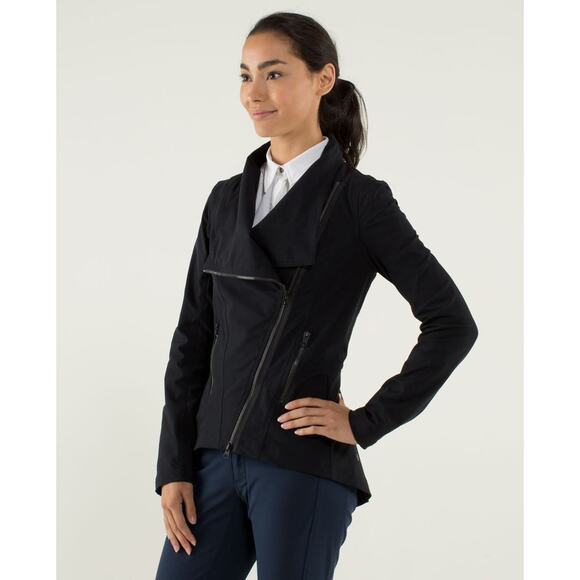 RARE Lululemon Black Urbanite Moto Asymmetrical Blazer Jacket Size 4 - Picture 1 of 15